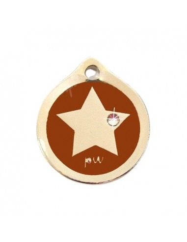 Médaille Star strass 2 cm couleur Marron