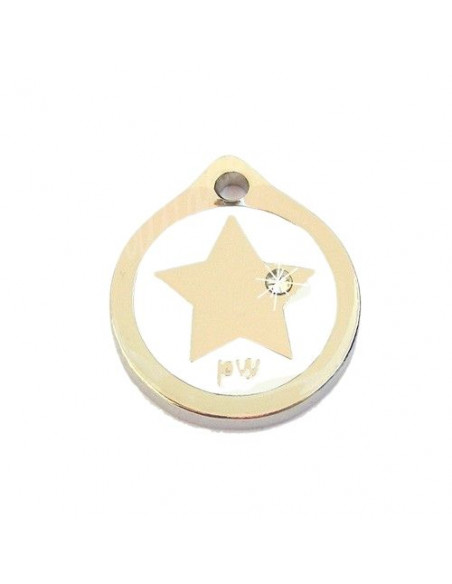 Médaille Star strass 2 cm couleur Blanche