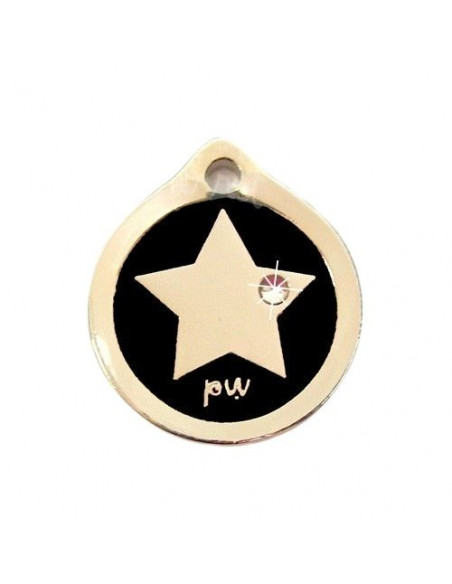 Médaille Star strass 2 cm couleur Noire