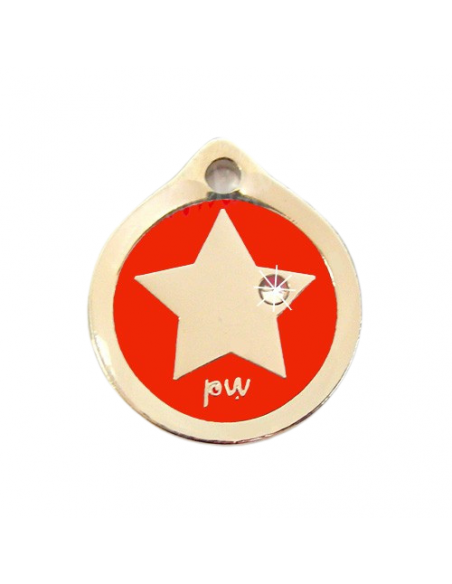 Médaille Star strass 2 cm couleur Orange