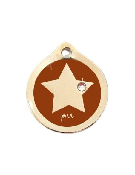 Médaille Star strass 2 cm couleur Marron
