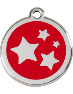 Grande médaille pour chien Red Dingo étoiles sur fond Rouge 3,8 cm