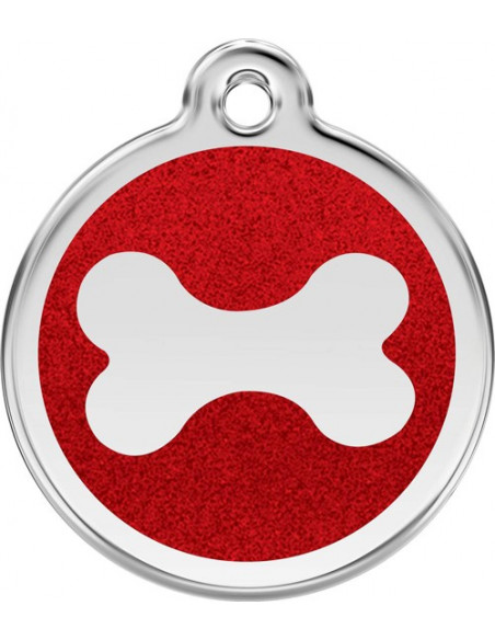 Grande médaille pour chien Red Dingo os avec paillettes 3,8 cm