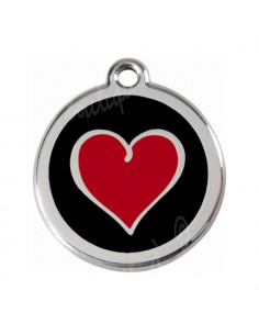 Grande médaille chien avec cœur dessiné sur fond noir