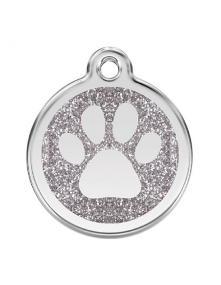 Médaille Red Dingo 3cm,  collection Patte grise avec paillettes
