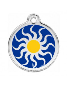 Médaille bleu avec soleil tribal pour chat