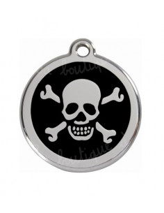 Médaille pour chien Red Dingo pirate sur fond noir 3,8cm