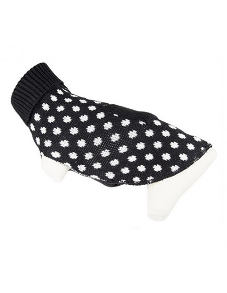 Pull Fun Doogy noir à pois blancs pour chien