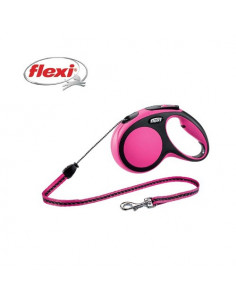 Laisse rétractable FLEXI new confort, XS, cordon de 3 m, jusqu'à 8 Kg, Rose vif