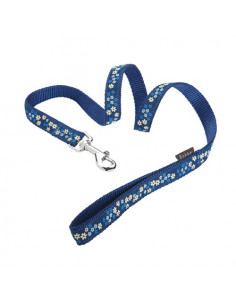 Laisse bleue avec fleurs Bobby pour chien