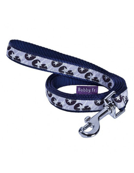 Laisse Bobby Confetti parme motifs pois et étoiles