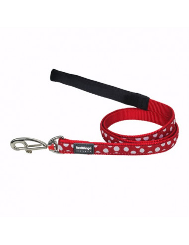 Laisse rouge à pois blancs Red Dingo