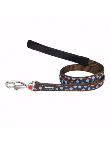 Laisse marron motifs à pois bleus Red Dingo pour chien