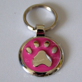 Médaille pour chien petite patte de chien rose 2cm