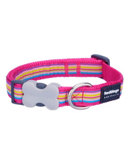 Collier rayé pour chien Red Dingo Stripe Dog rose