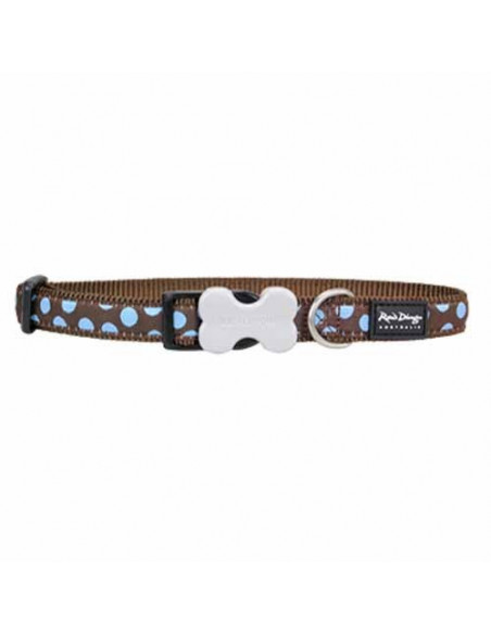 Collier marron Red Dingo style à pois bleus pour chien