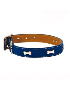 Collier cuir bleu Indigo pour chien Doogy