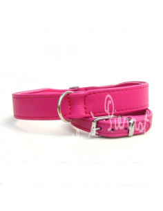 Collier rose vif Bobby escapade cuir d'agneau pour chien