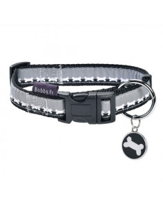 Collier et médaille pour chien Bobby Bonjour gris