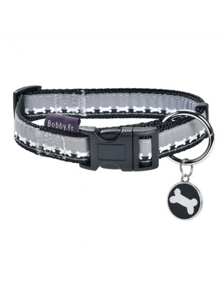 Collier et médaille pour chien Bobby Bonjour gris