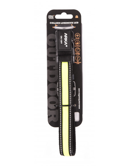 Collier Nylon pour Chien Lumineux LED Rechargeable USB Jaune
