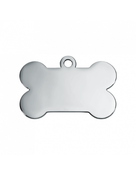 Médaille pour chien en forme de grand os chromé