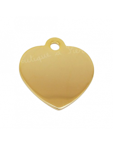 Médaille Coeur pour chien, moyen modèle poli, couleur dorée