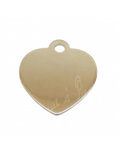 Médaille Coeur pour chien, moyen modèle poli, couleur métal chromé