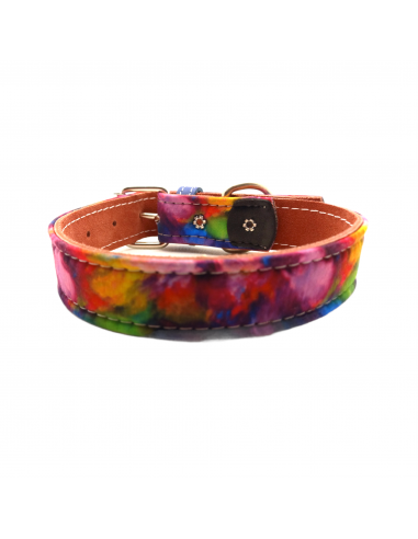 Collier cuir pour Chien Motif Pétrole