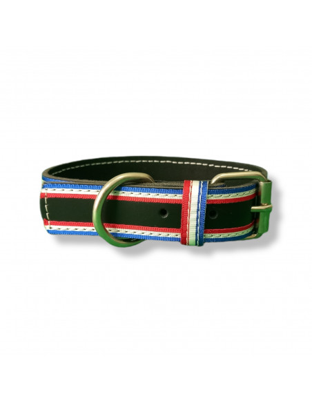collier cuir vachette double drapeau France