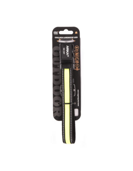 Collier Nylon pour Chien Lumineux LED Rechargeable USB Jaune