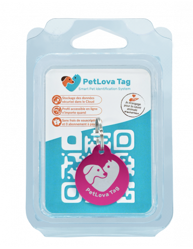 La Boutique à Pierrot - Médaille rose connectée pour chien et chat