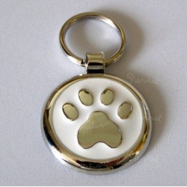 Médaille pour chat patte de chat blanche 2,5 cm