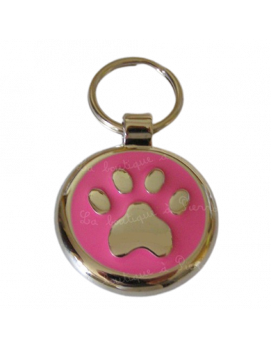 La Boutique à Pierrot - Médaille pour chien rose avec petite patte