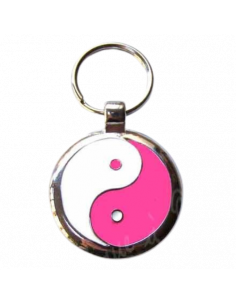 La Boutique à Pierrot - Médaille pour chat yin yang rose 2,5cm
