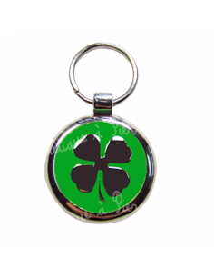 La Boutique à Pierrot - Médaille verte avec trèfle gris pour chien