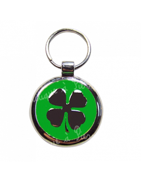 La Boutique à Pierrot - Médaille verte avec trèfle gris pour chien