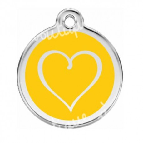 Médaille Red Dingo Pour Chien Coeur Tribal Fond Jaune 3cm