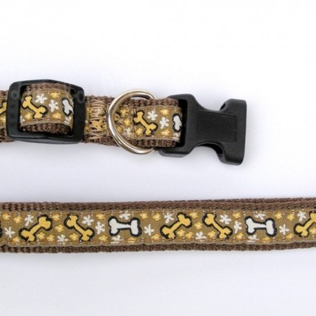 Collier pour chien marron avec sangle en nylon réglable de qualité