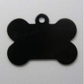 Médaille pour chien os alu noir 3,8x2,7cm