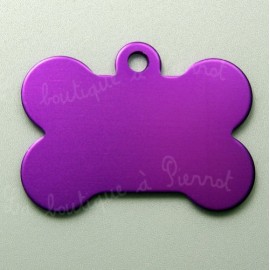 Médaille pour chien os alu violet 3,8x2,7cm