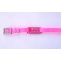 Collier personnalisé pour chien avec plaque gravée, sangle rose