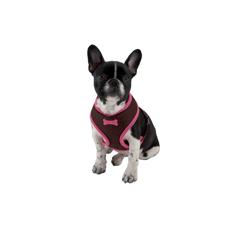 Harnais chien Tee-shirt Arlequin marron rose - La Boutique à Pierrot -