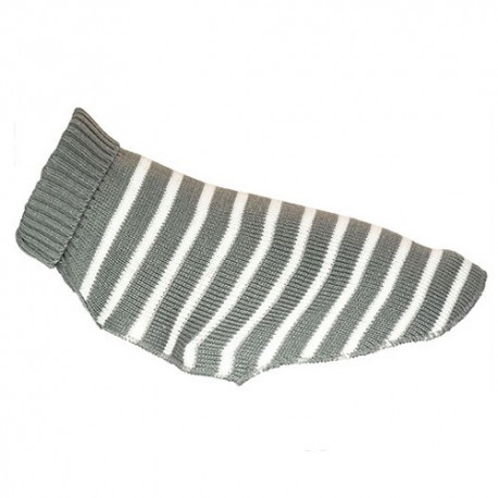 Pull Fun Doogy gris rayé blanc pour chien