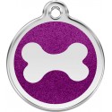 Grande médaille pour chien Red Dingo os avec paillettes 3,8 cm
