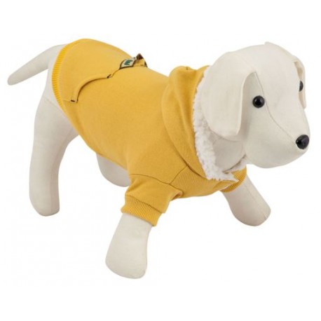  Sweat-shirt à capuche pour chien Moutarde doublé polaire