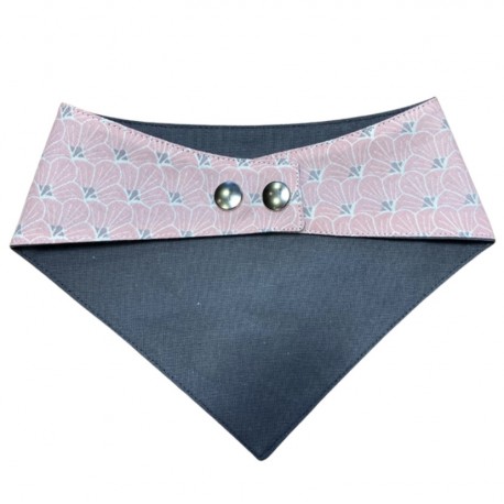 Collier bandana rose et gris pour chien