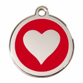 Médaille pour Chien ▷ Red Dingo Coeur Fond Rouge 3cm