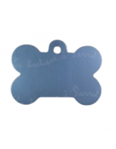 Médaille pour chien petit os alu bleu ciel 3,2x2,1cm