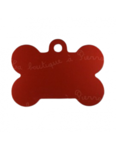 Médaille pour chien petit os alu rouge 3,2x2,1cm